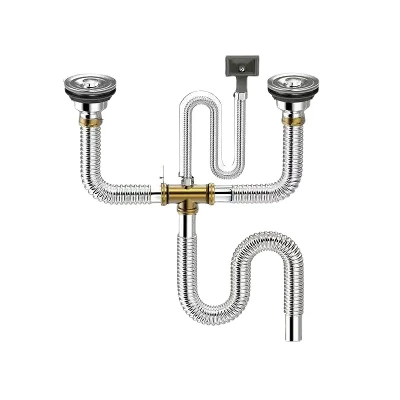 Cucina verdura lavabo Downcomer raccordi lavello tubo di scarico 304 scolapiatti in acciaio inox deodorante Set di Gadget a doppia fessura