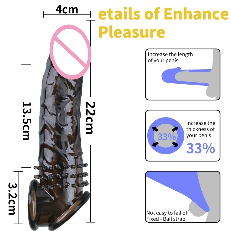 Male Cock Enlargement Big Penis Cover Extender Sexy Dick Reusable Sexuality Silicone Condom Funny Adult Erotic Toys for Men 18