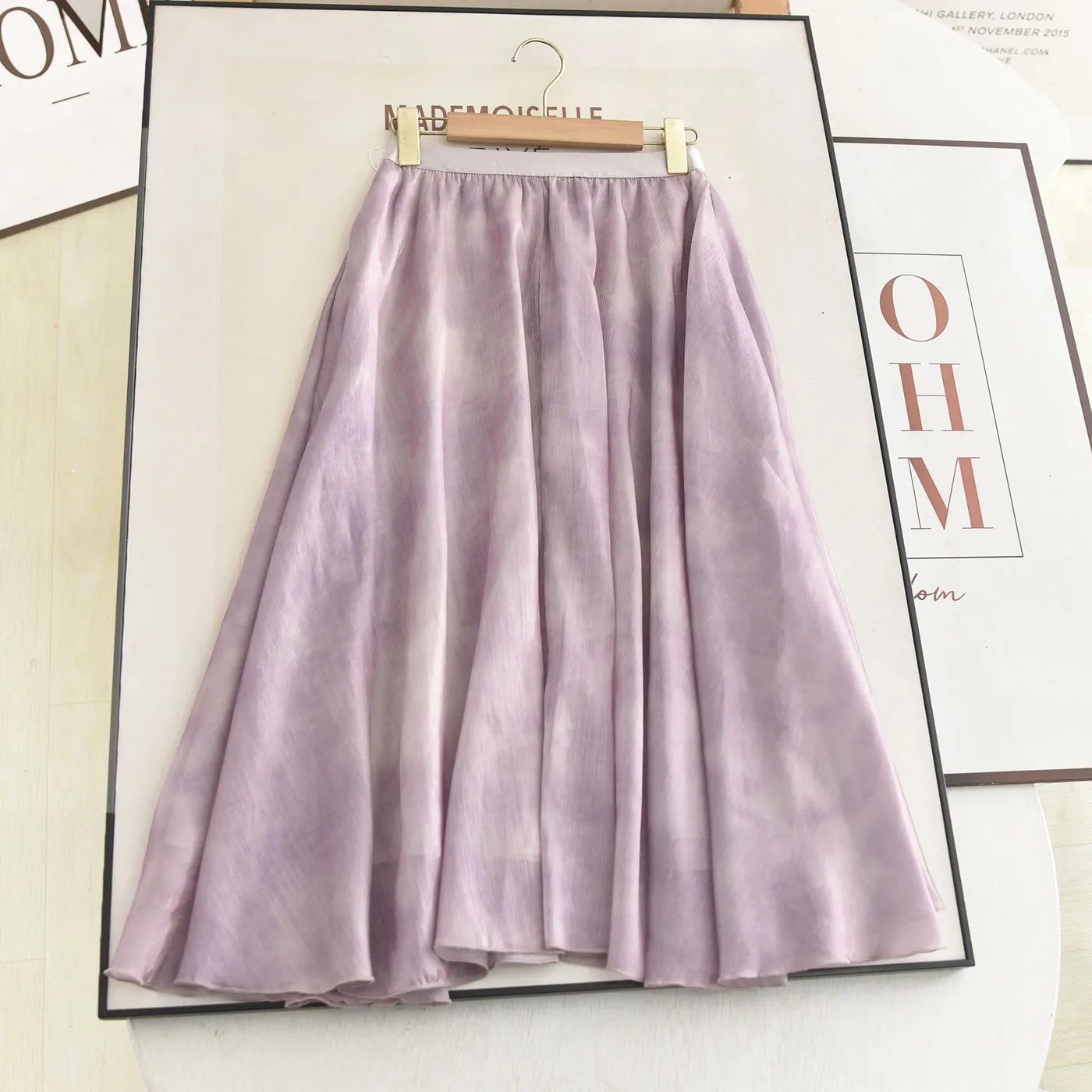 

Slimming High Waist A-Line Skirt Purple Gradient Drapey Spring 2026 Fashion Design Half-length Skirts for Women