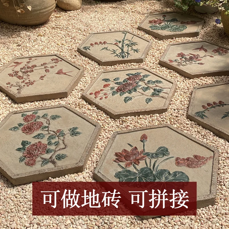 New Chinese Garden Cement Stepping Stone Outdoor Tingbu Stone Lawn Paving Garden Decoration