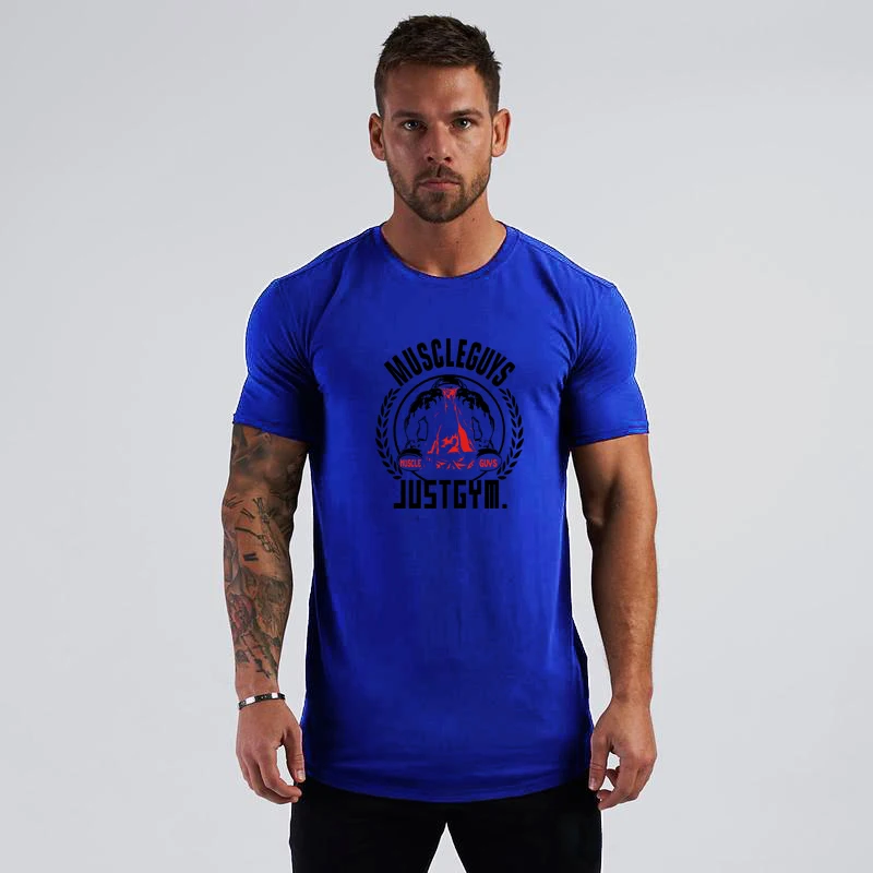 Mens Casual Cotton Running Short Sleeve Shirts Summer Breathable Slim Fit  Fitness Sport T-shirts Gym Bodybuilding Workout Tops