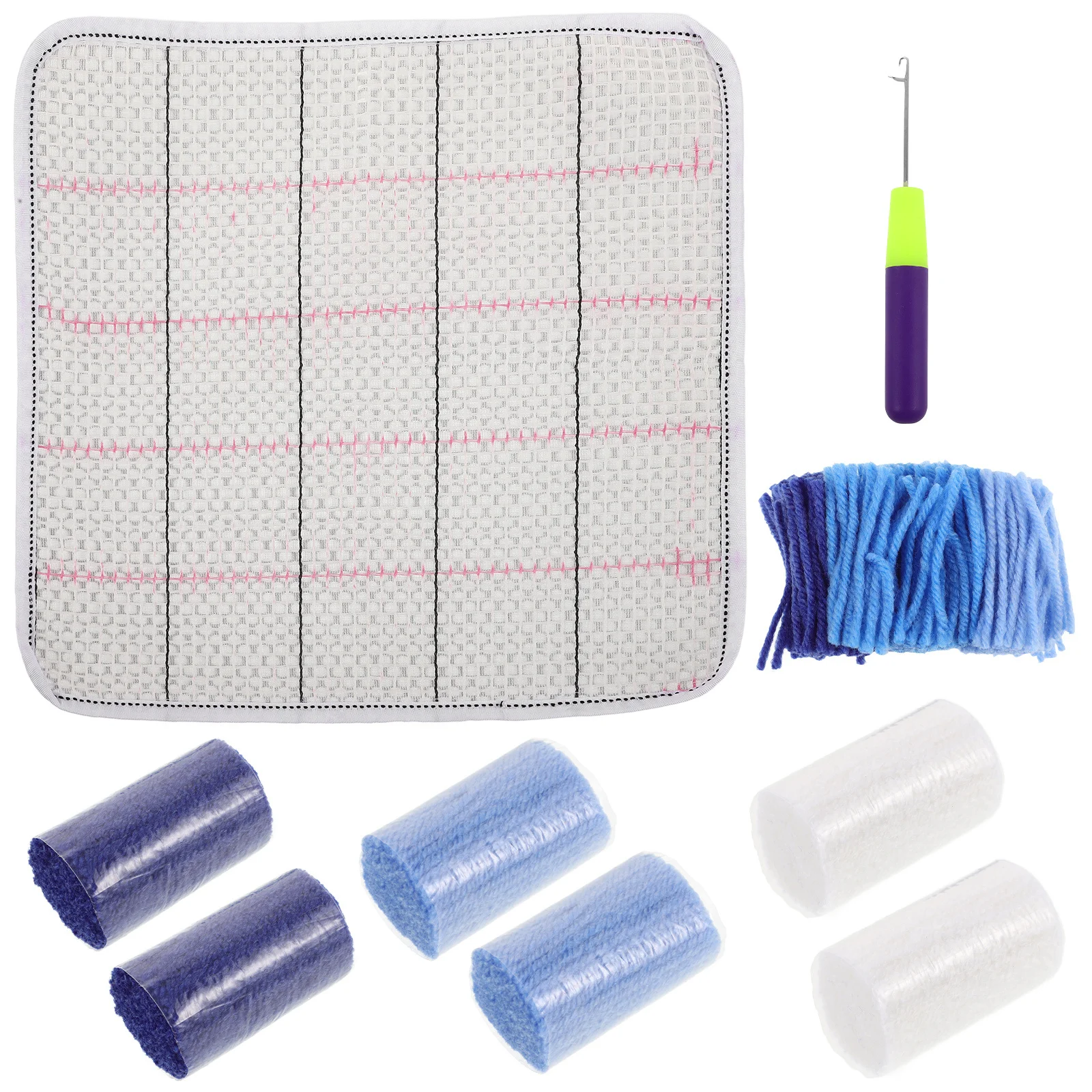 

1Set DIY Latch Hook Kit Carpet Rug Making Kit for Beginners Family Project Decorative Crochet Yarn Craft Latch Hook Yarn