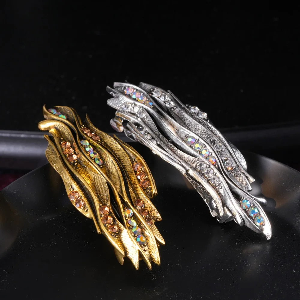 

10 см винтажные большие женские заколки для волос в европейском стиле, большие пружинные заколки из сплава, заколки для волос для девочек, аксессуары для транспортных средств с большими листьями