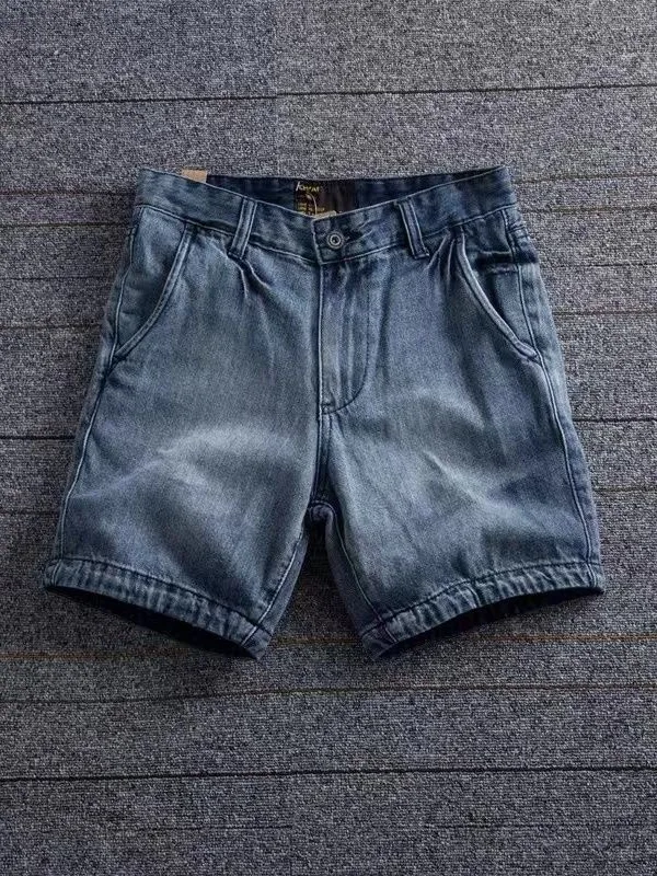 Men's Denim Shorts Pure Cotton Summer Fashion Brand Washed Slim Fit 3/4 Length Ultra-Short Casual mid Waist Straight Tube