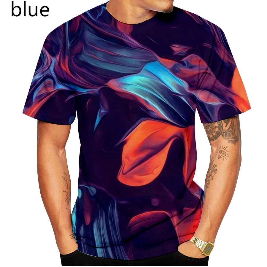 New fashion 3D rainbow corlorful Printing Black And White Vertigo Hypnotic Short-sleeved T-shirt Men Women Tops pullover Tees