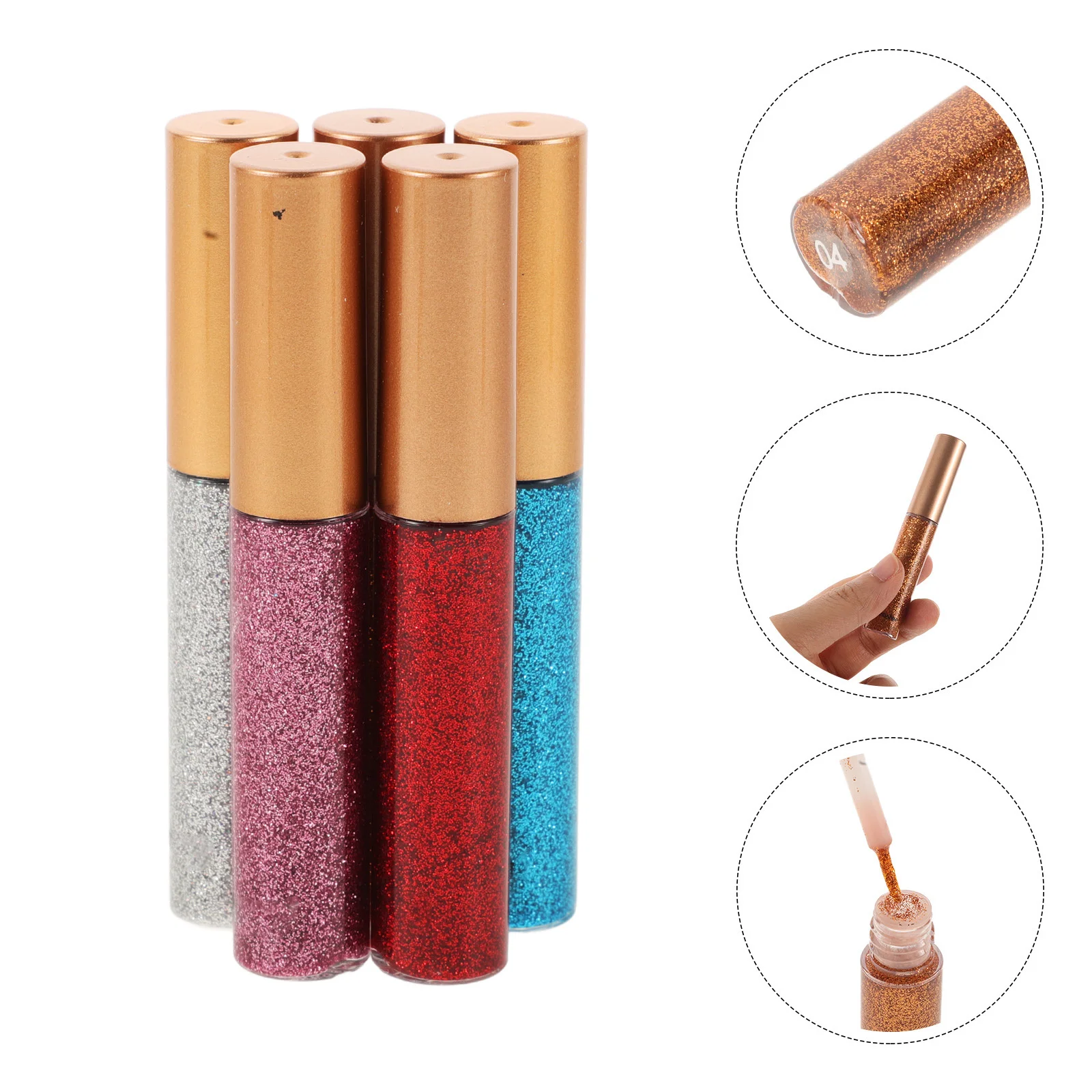 5 個のメタリックリキッドアイシャドウグリッターシマーアイライナーハイライトスティックパーティーフェスティバルナイトアウト用輝くロングウェアフォーミュラ
