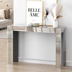 Modern Corridor Console Table Silver Mirror Glass Entrance Table Family Hotel Lobby Furniture