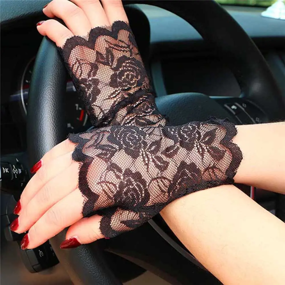 Women Accessories Lady Girl Wedding Bridal Party Costume Fingerless Lace Gloves Bridal Party Costume Half Finger