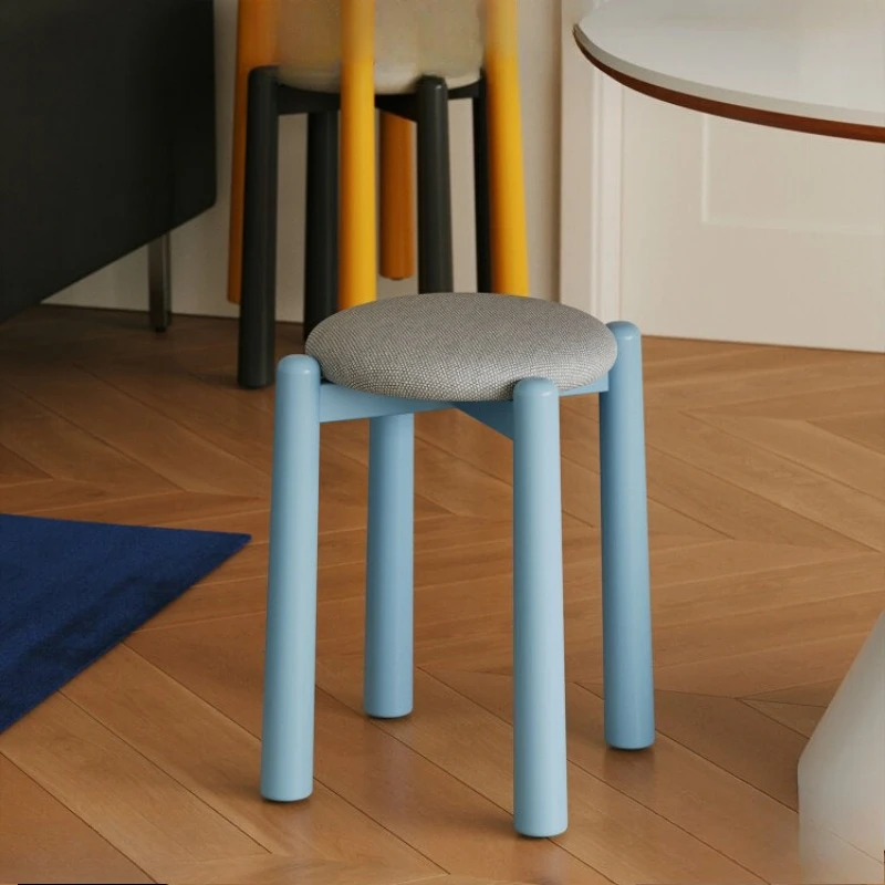 Stacked Household Dining Stool Soft Bag Solid Wood Dressing Stool for Living Room