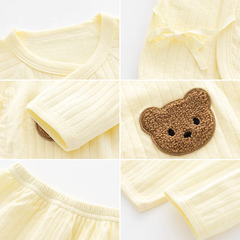 2Pcs Cartoon Bear Baby Cardigans+Long Pants Sets Autumn Newborn Clothing Soft Cotton Long Sleeve Boy Girl Clothes Infant Outfits
