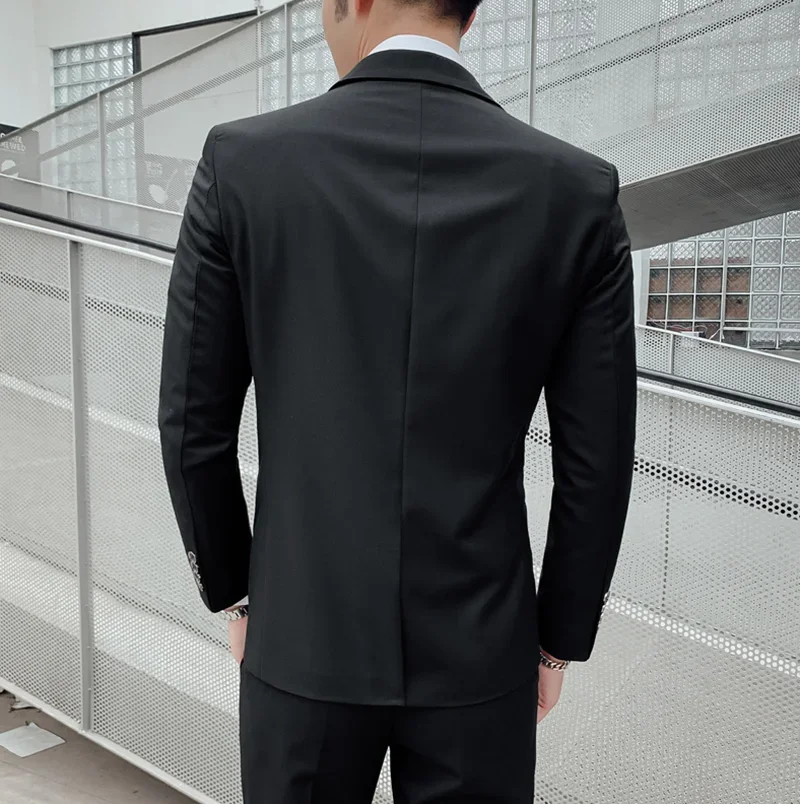 بدلة رجالية غير رسمية أحادية اللون ، سترة وسراويل ، تناسب الجسم ، تناسب السادة ، الأعمال في الهواء الطلق ، مأدبة الزفاف ، الموضة ، 6XL #2