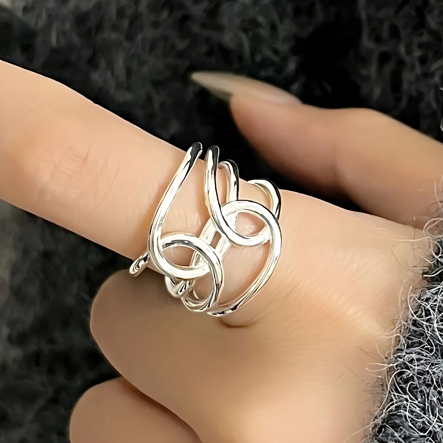 Women's 925 Sterling Silver Minimalist Adjustable Ring, Handmade