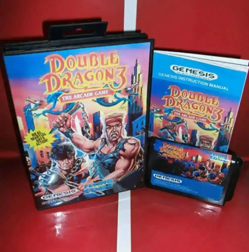 Double Dragon 3 com caixa e cartucho manual para cartão de jogo Sega MD de 16 bits sistema Megadrive Genesis
