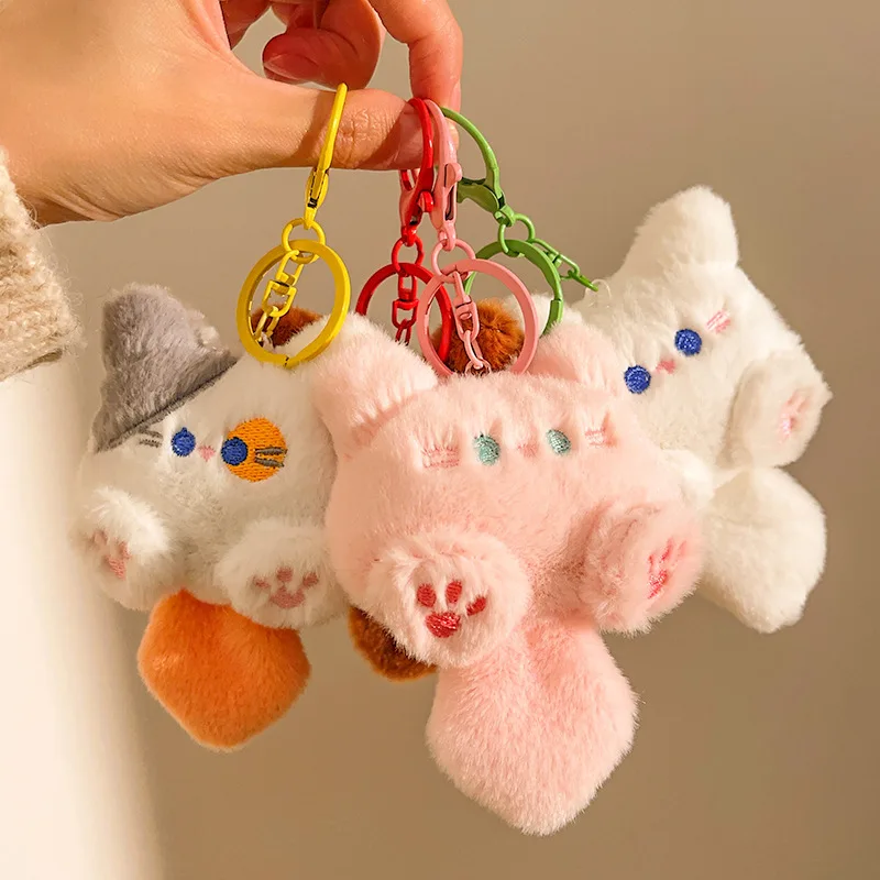 Porte-clés en peluche chat mignon Kawaii, oreilles douces et moelleuses avec pendentif, pour clés, sacs à dos, cadeaux, cadeau de Noël pour les amoureux des chats