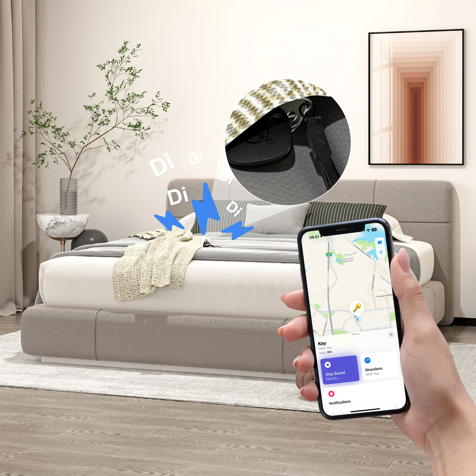 4 قطعة VOCOlinc Mini Smart Tag Car Wallet Key Finder Find My App (iOS فقط) جهاز تعقب بلوتوث مضاد للفقدان