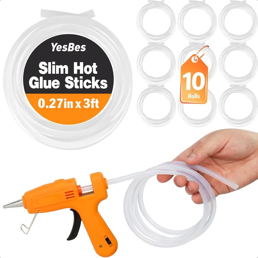 

10 Pack Long Mini Hot Glue Stick Rolls 3 FT Long x 0.27 Diameter Glue Sticks for Glue Gun Perfect Fit for Mini Glue Guns Widely