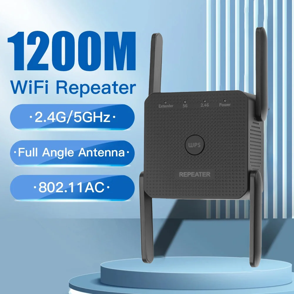 Dual Band 1200M Wifi Amplifier Wireless WiFi Repeater 2.4G 5G Signal Wi-fi Booster Network Long Range Extender For home Office