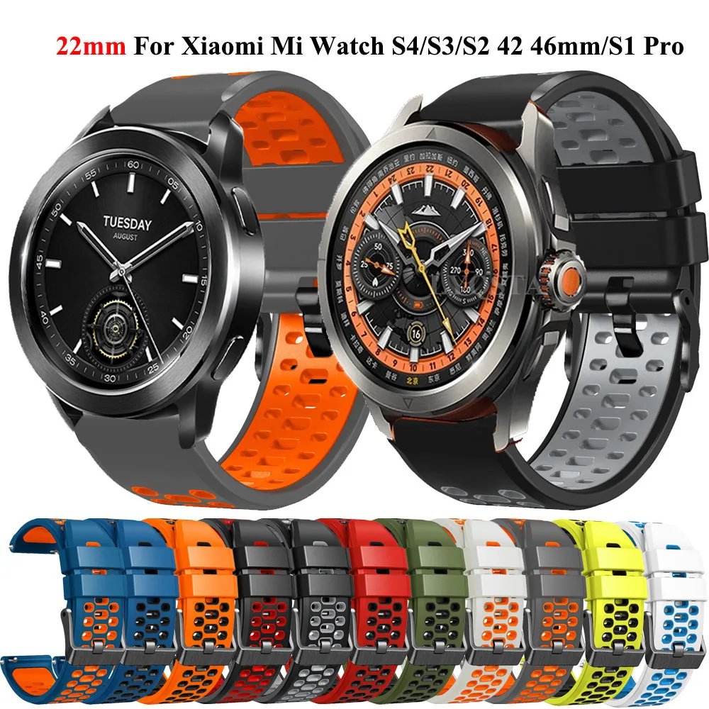 22MM Silicone Wristband For Xiaomi Watch2 Pro Sport Strap For Xiaomi Watch S4 S3 S2 S1 Mi Watch Color 2/C3/A2 Bracelet Watchband