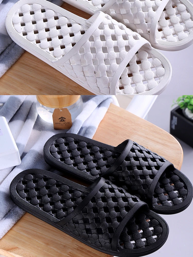 Bathroom Leakable Slippers Summer Solid Color Women & Men Soft Slippers Flat Home Indoor Female Cushion Indoor Sandals