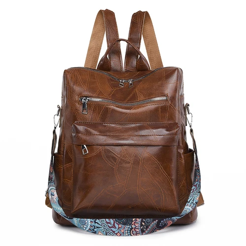 Mochila informal para mujer, mochilas escolares de cuero PU para adolescentes, mochila de viaje, bolsos de hombro de diseñador de moda Vintage 2024