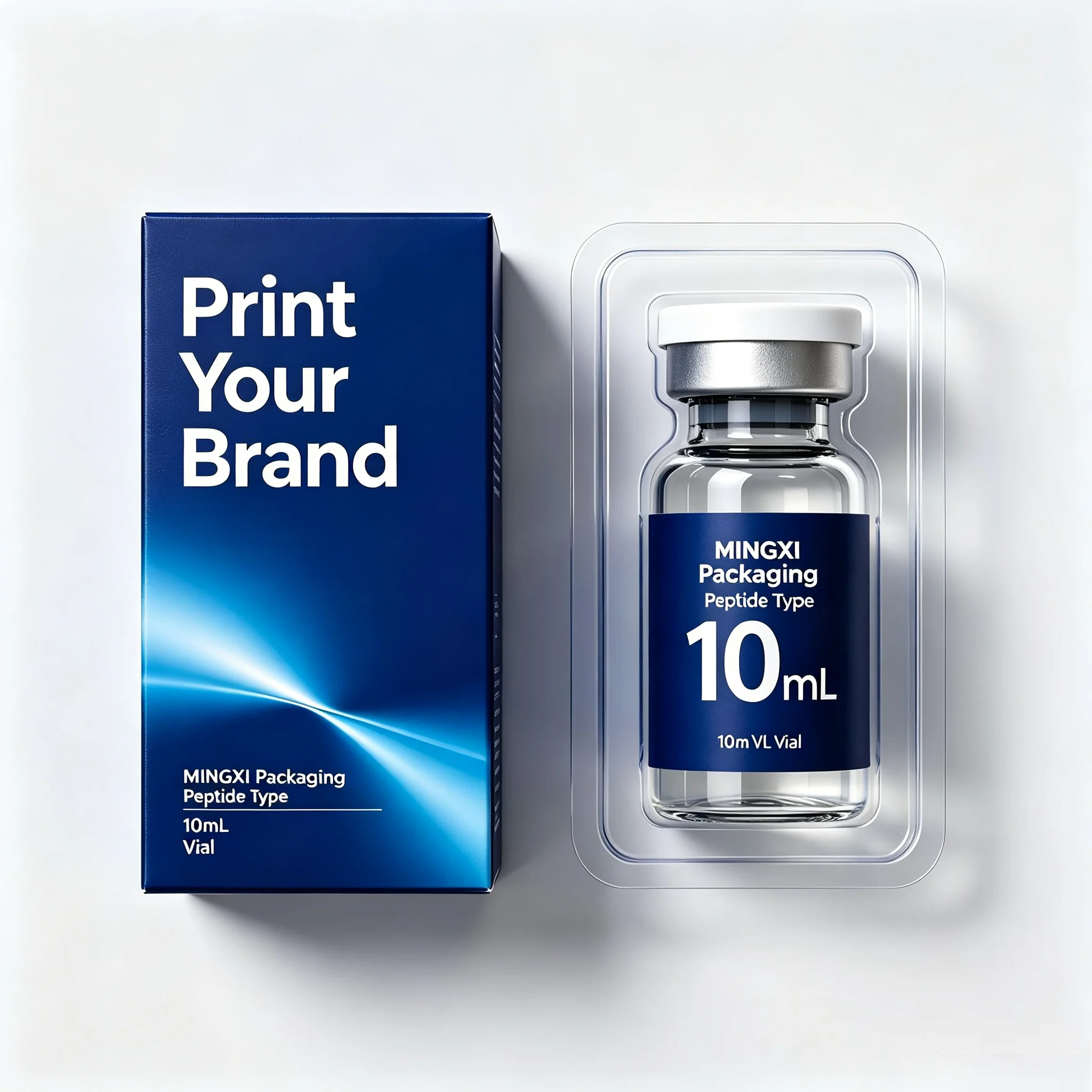 Premium Custom Printed Packaging Boxes & Peptide Vial Labels Set for 3ml 5ml 10ml Cosmetic and Supplement Small Vials