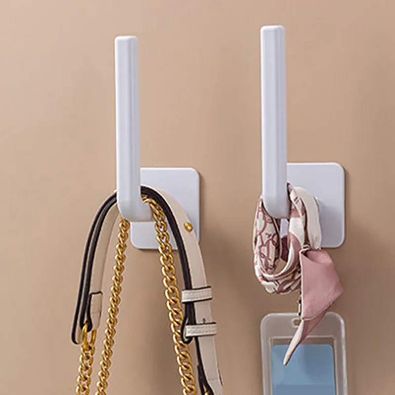 خطافات على شكل حرف L من البلاستيك غير اللكم خلف الباب خطاف لاصق متعدد الوظائف رفوف معلقة أداة تخزين المطبخ والحمام #1