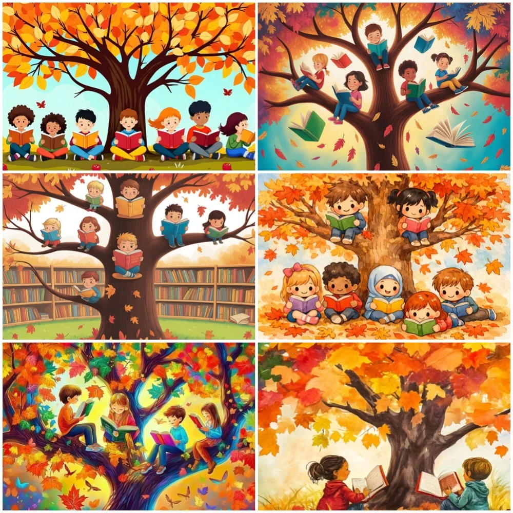 Kids Education Banner - World Autumn Reading Day Party Decoration