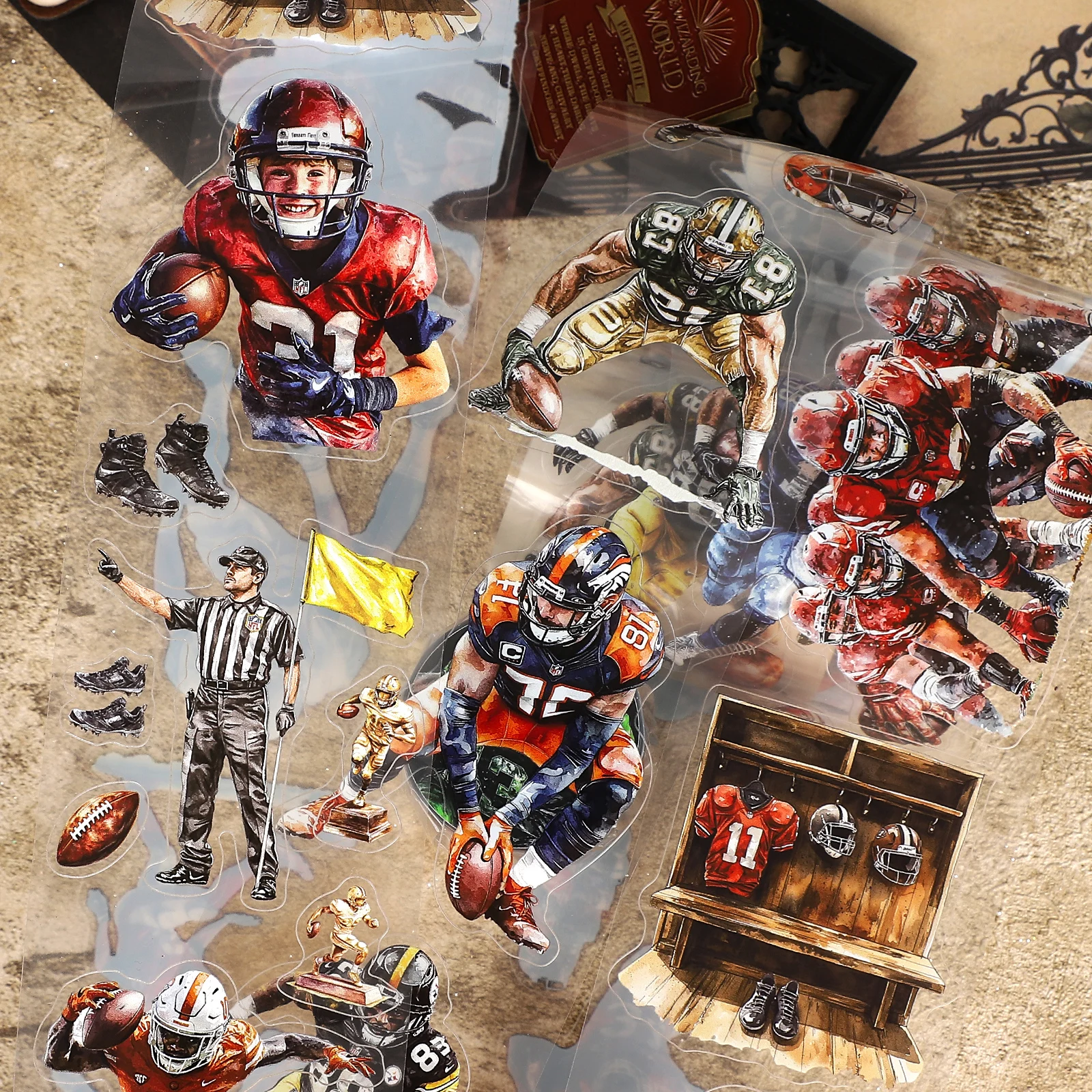 

60mm*200cm Vintage American Football Character Landscape PET Tape Creative DIY Journal Material Collage Stationery