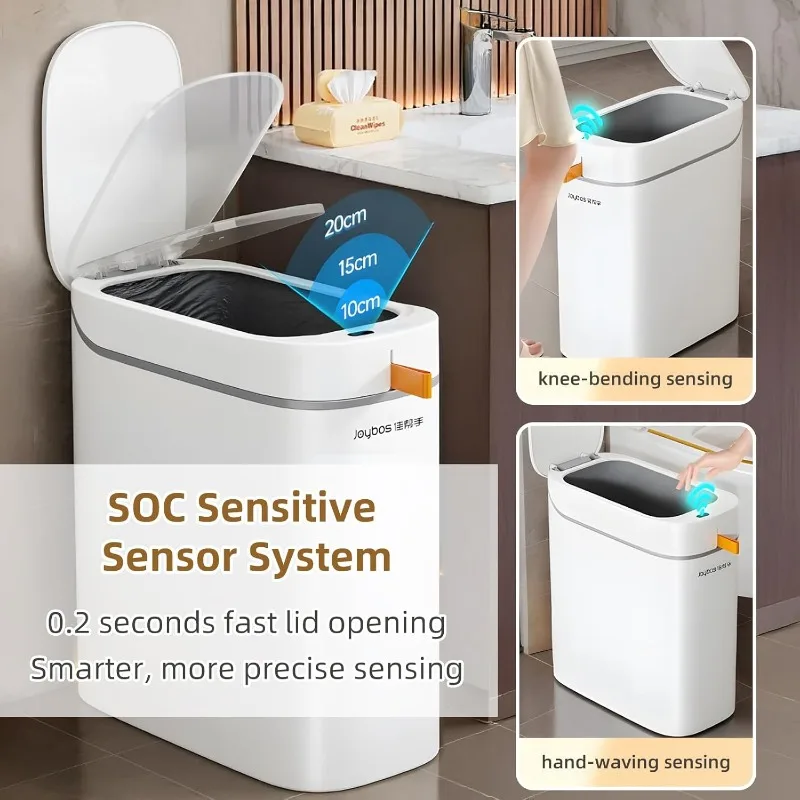 Rechargeable Automatic Bathroom Trash Can with Lid- 3.5 Gallon Motion Sensor Touchless Trash Can for Bathroom