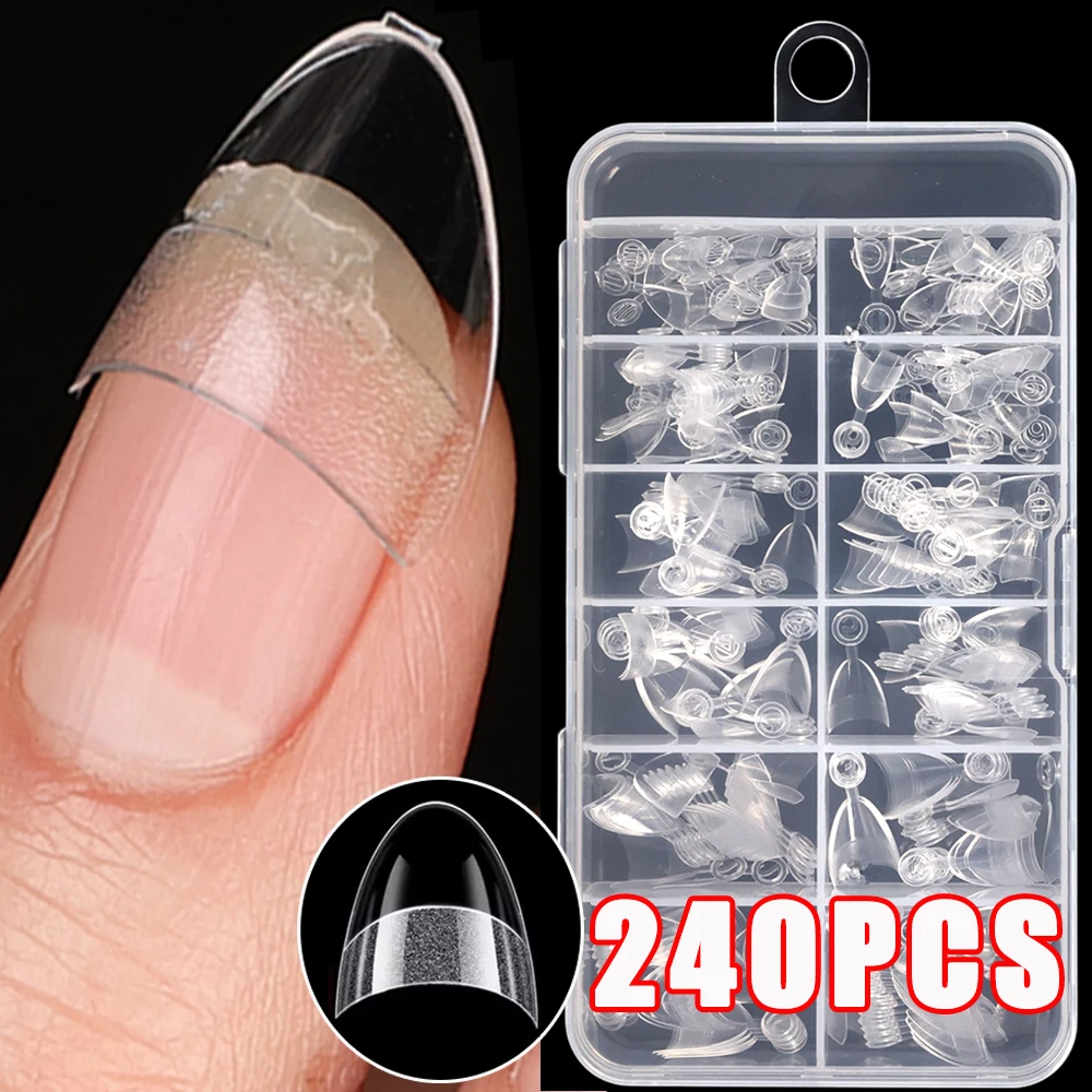 240 Pieces/box Round French Fake Nails Tip Handheld Ultra Short Half Tip Press on False Nail Extension Women DIY Manicure Tools