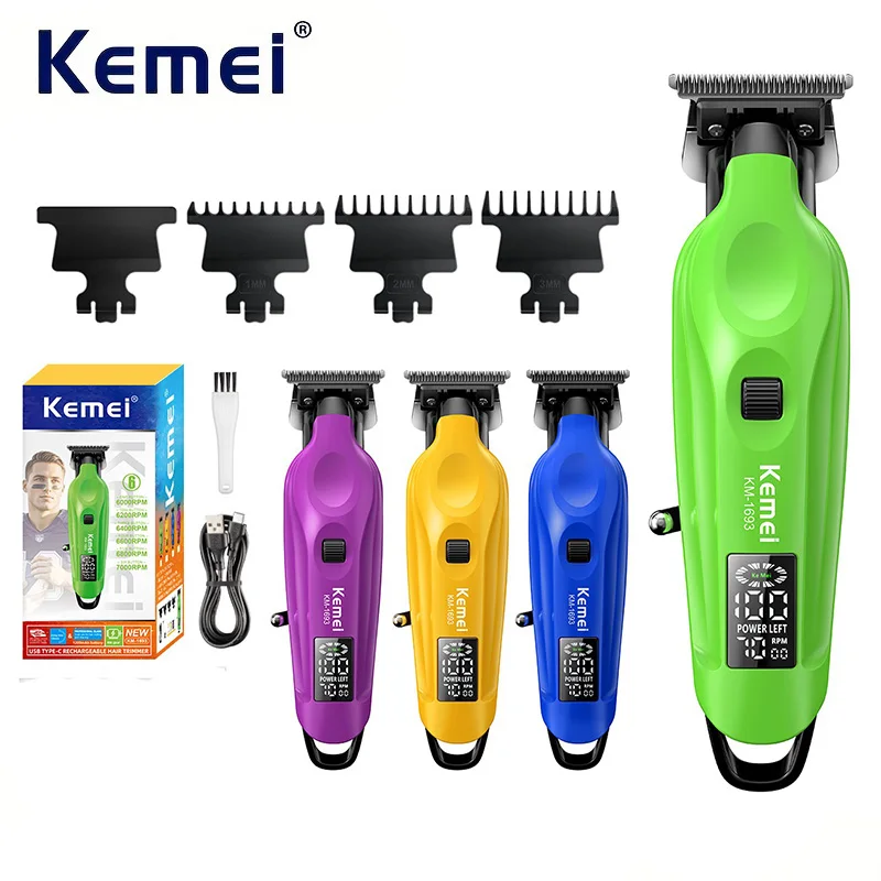 

Kemei Candy-Colored Electric Cordless Hair Trimmer Professional barber Hair Clipper Rechargeable Men Finish Hair Cutting Machine