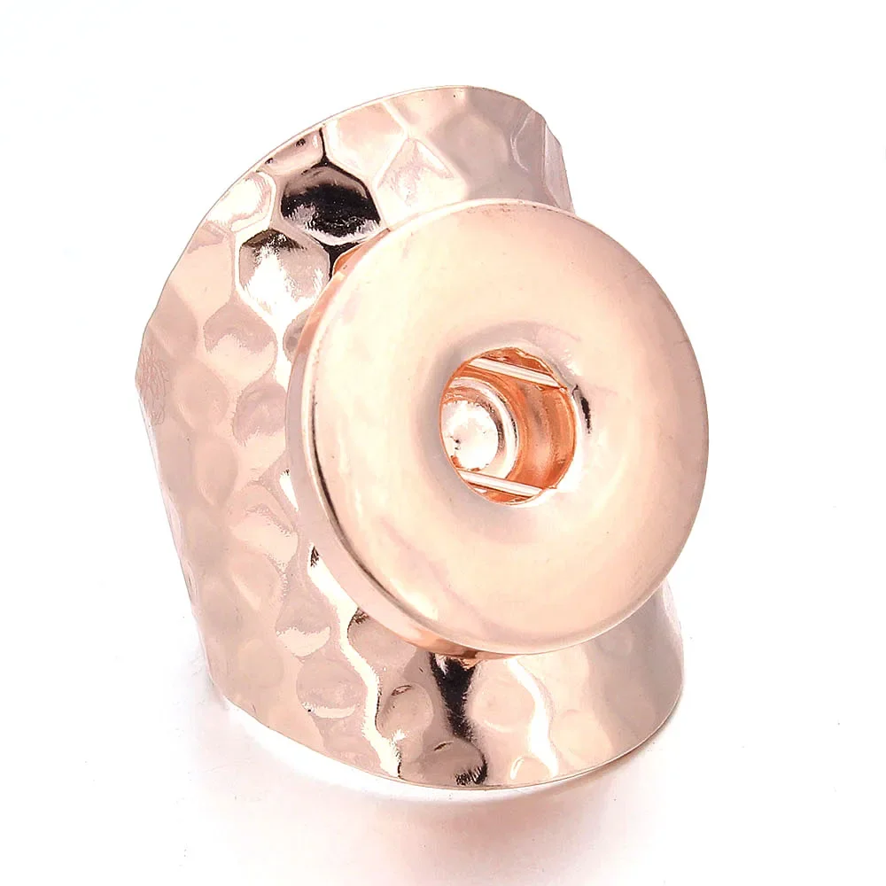 Fashion Snap Jewelry Rings Vintage Rose Gold Silver Color Metal DIY 18mm Snap Buton Ring Fit 18mm Snap Buttons Women Men Ring