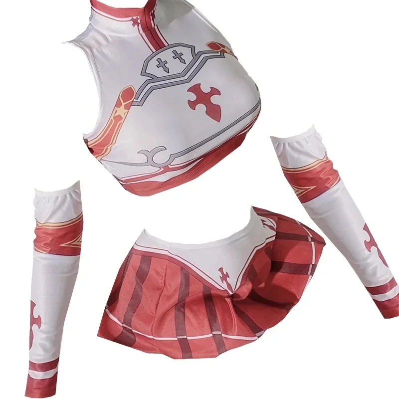 Japanese Swimsuit Anime Sword Art Online Yuuki Asuna Sexy Off Shoulder Tank Tops And Mini SkirtsWomen Halloween Cosplay Costume