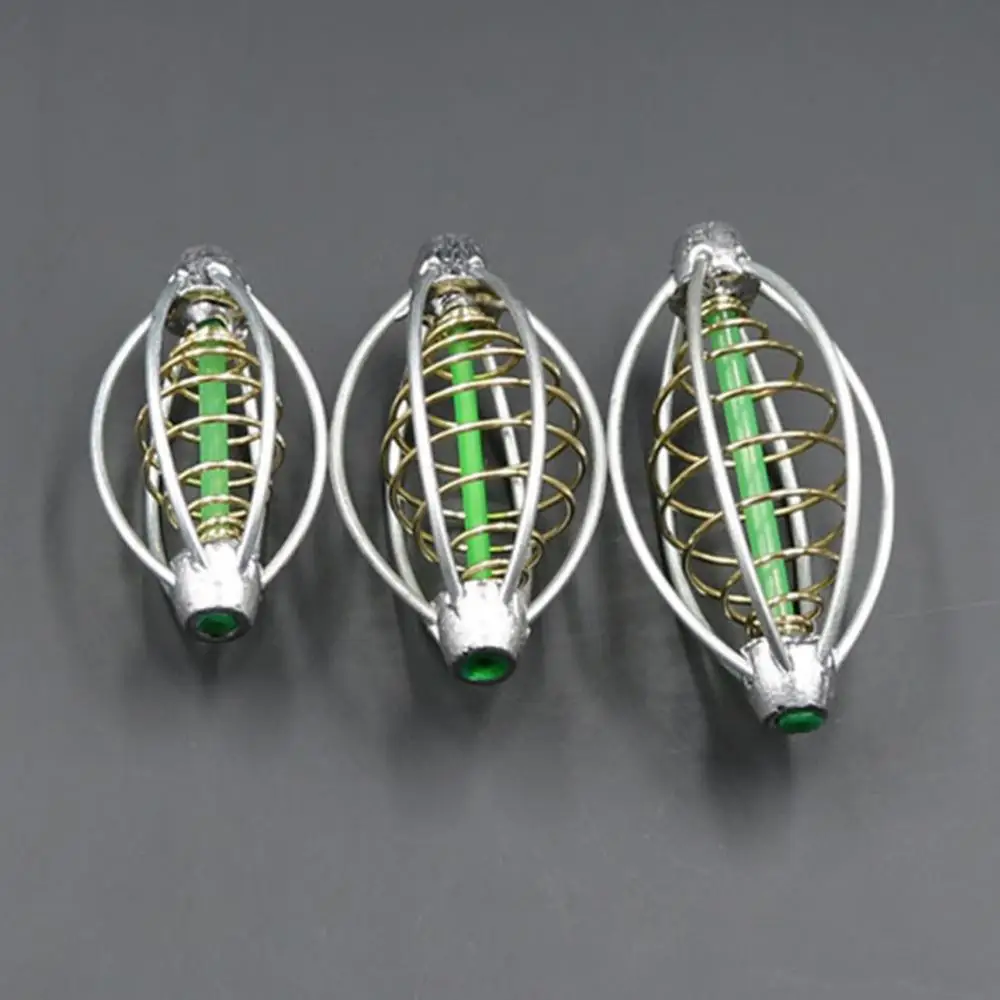 Fishing Feeder Lantern Shape Wire Bait Thrower Lead Sinker Play Nest Spring