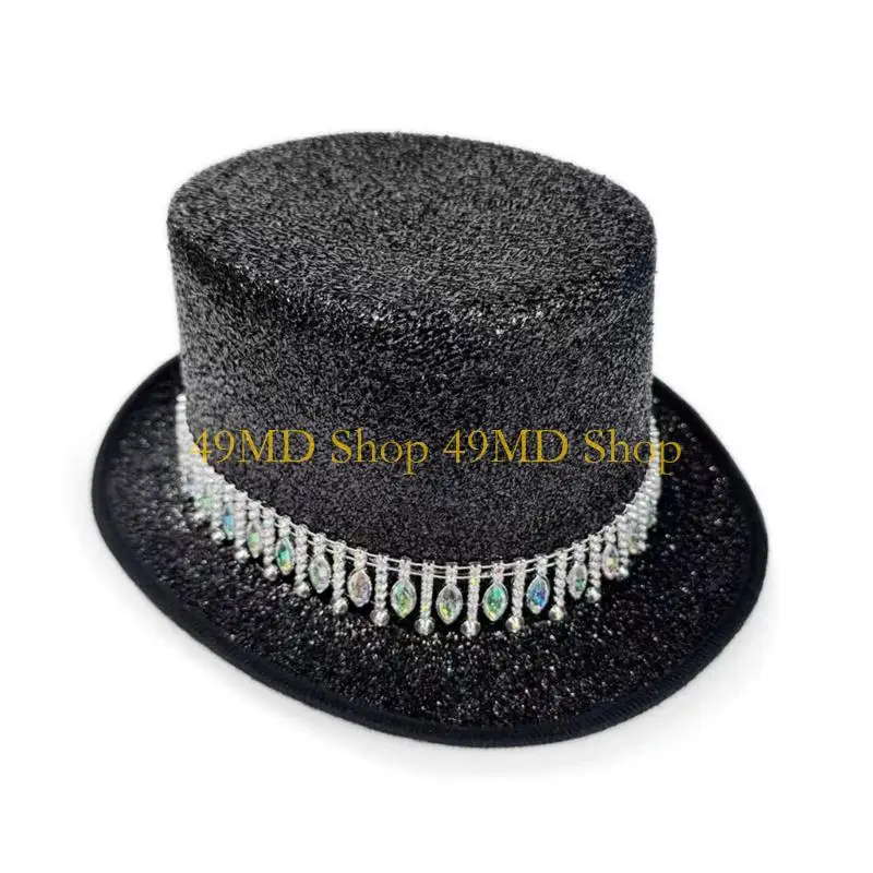 

49MD Привлекательная высокая шляпа со стразами, шляпа для косплея, шляпа для сценического шоу, костюм на Хэллоуин, шляпа, шляпа