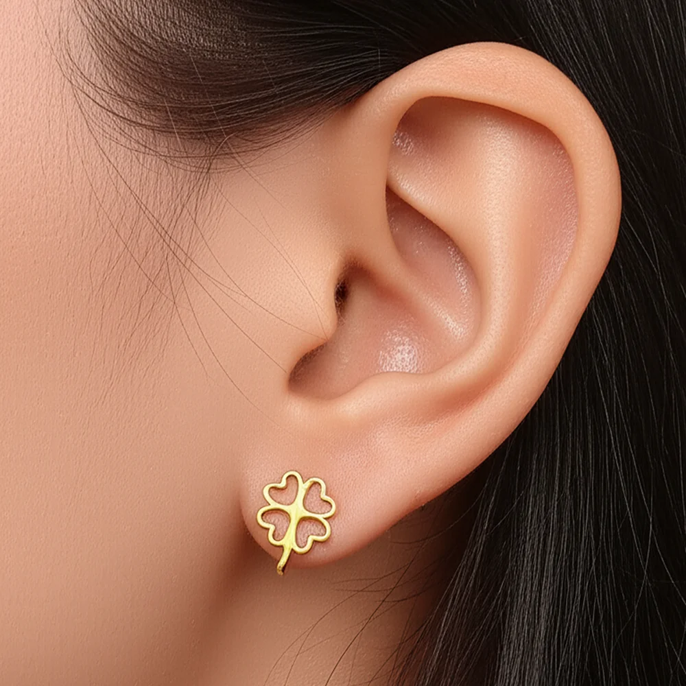 DGIDDK New Stainless Steel Earrings Earrings Four-Leaf Clover Simple Fashion Hundred With Personality Earrings For Women Jewelry