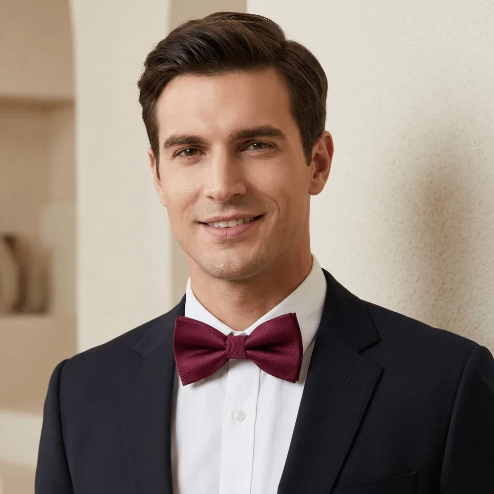 Fashion Solid Color Bowknot Bowtie Satin Adjustable Men Ties Slim Formal Classic Ties Bridegroom