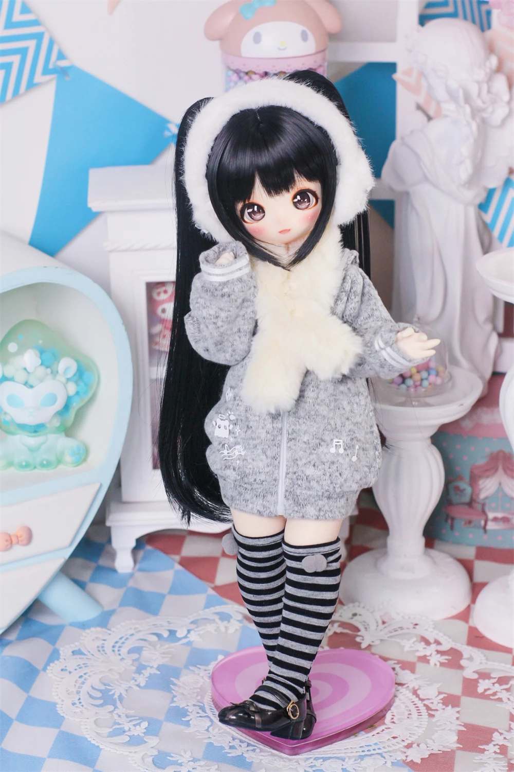 Vêtements de poupée BJD pour taille 1/4, ensemble fantaisie d'hiver mignon, accessoires de poupée (4 points)