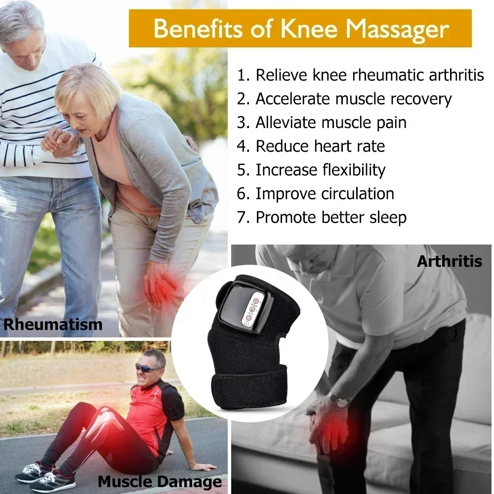 Electric Knee Massage Heating Far Infrared Joint Physiotherapy Elbow Knee Pad Vibration Massage Pain Relief for Leg Device