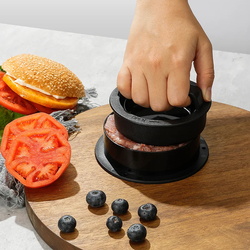 

3 in 1 Hamburger Meat Press Machine Non-stick Burger Pattie Press Pork Beef Patty Maker Mold for Stuffed Burgers Kitchen Tools