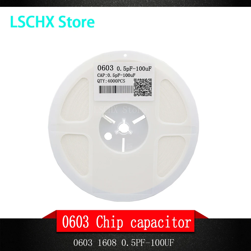 1reel 4000pcs 0603 50V SMD Thick Film  Chip Multilayer Ceramic Capacitor 0.5pF-22uF 10NF 100NF 1UF 2.2UF 4.7UF 10UF 1PF