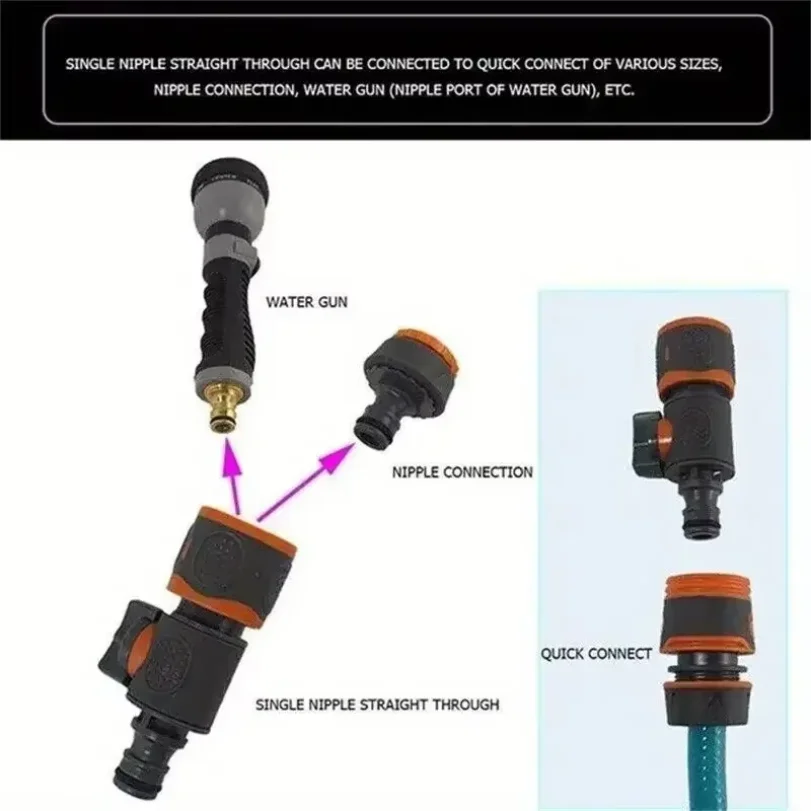Quick Connect Garden Hose Adapter with Shut-Off Valve Universal Fit for 1/2