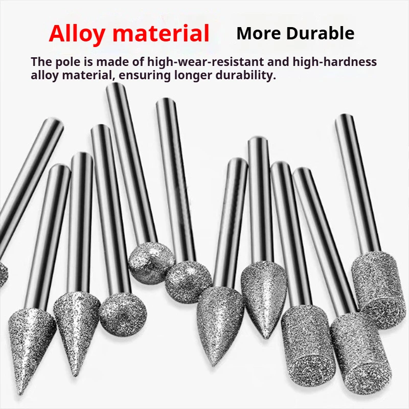 

High Grade Small Diamond Burr 3mm Shank 45mm Length Grinding Tool for Metal Jade Emerald Glass Tile Stone