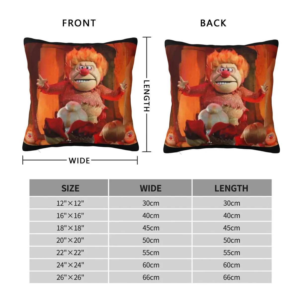 Year Without A Santa Claus Heat Miser Square Pillowcase Polyester Linen Velvet Creative Zip Decorative Pillow Home Cushion Cover