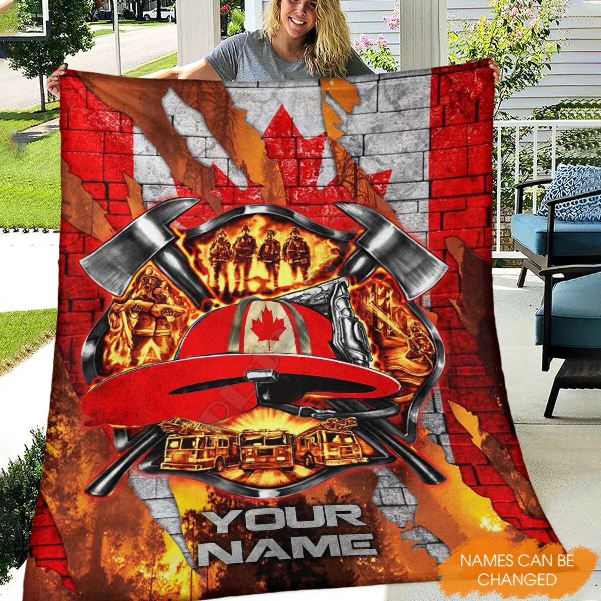 

Firefighter In Fire Customized You Name Flannel Blanket Full Overprinted Blanket Kids Adult Soft Bed Cover Sheet Plush Blanket