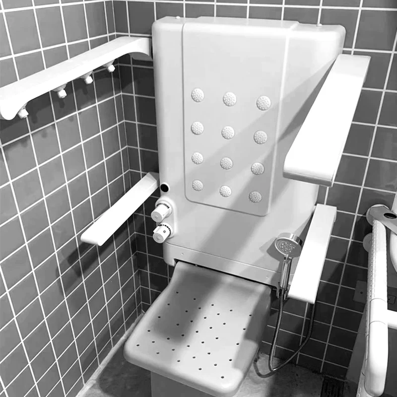 Coolfull Modern Design Multifunctional Bathroom Wall Faucet Convenient Sitting Shower Seat Chair for Elderly or Disabled People