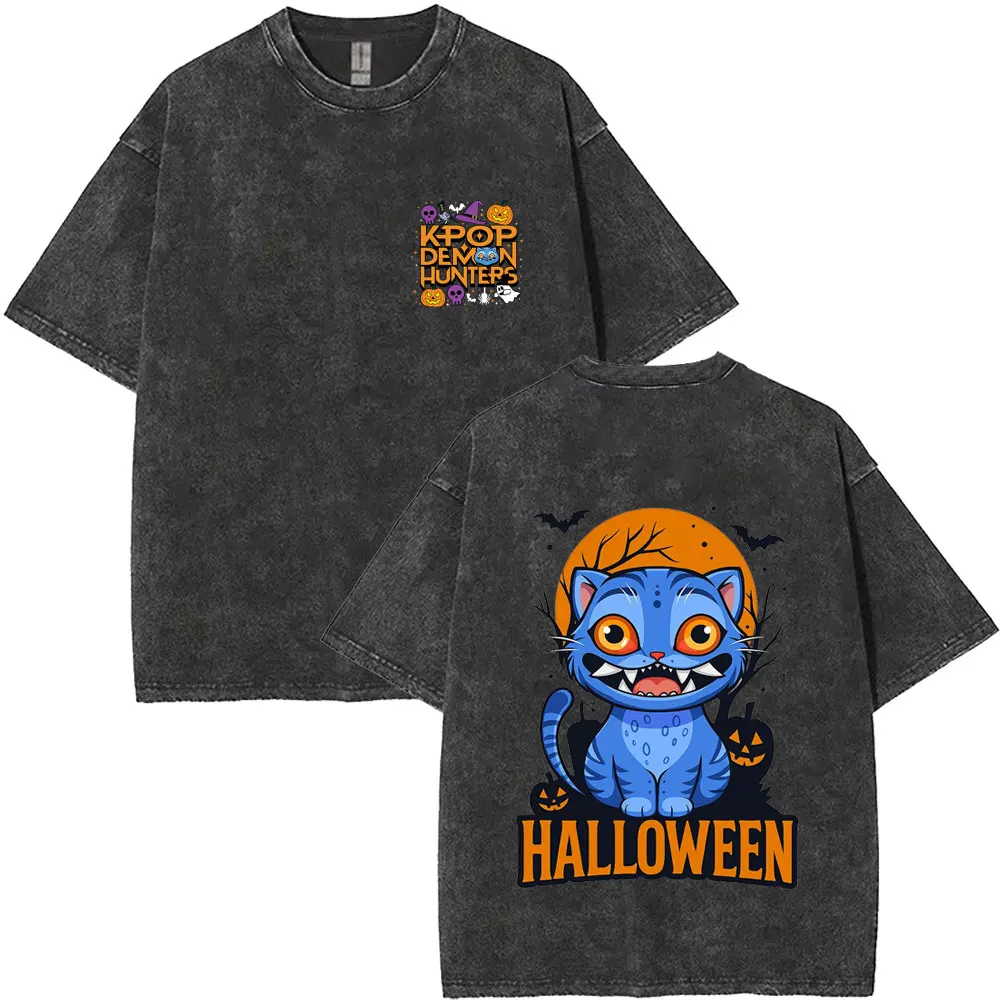 

Kpop Demon Hunters Derpy Tiger Vintage Washed T-shirt Men Women Christmas Halloween Sytle T Shirts Male Oversized Cotton Tshirt