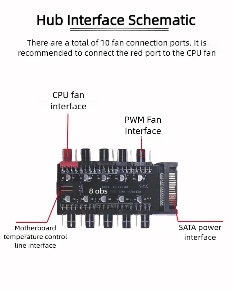 CX FUTRUE Motherboard 1 bis 10 Pin Lüfter 4 Pin PWM Kühler Lüfter Hub Splitter Netzteil Buchse PC Speed Controller Adapter Buchse.