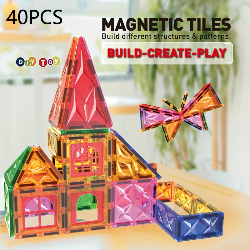 40 pièces aimants jouets pour enfants grande taille Plus blocs magnétiques pour enfants concepteur constructeur ensemble jouets pour garçons blocs de construction