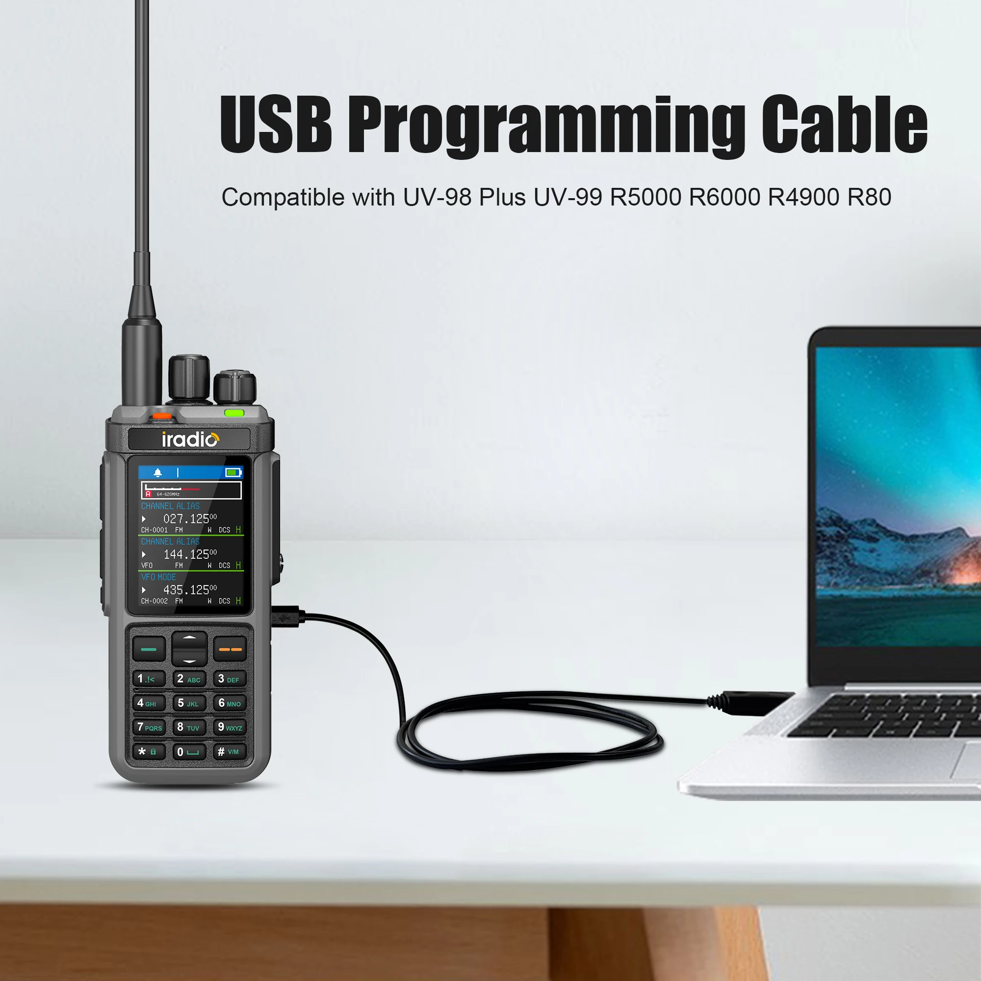 USB Programming Cable Type-C Support Windows System For Iradio Radios UV-98 PLUS UV-99 R-5000 R-6000 RT-880 Walkie Talkie CH340 view 2